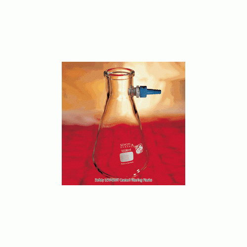 Witeg® Premium Safety PU Coated Filtering Flask, with PP Hose Connector, 100~2,000㎖Made of Polypropylene(PP), Autoclavable, [ Germany-made ] , 안전/플라스틱 코팅 여과 플라스크