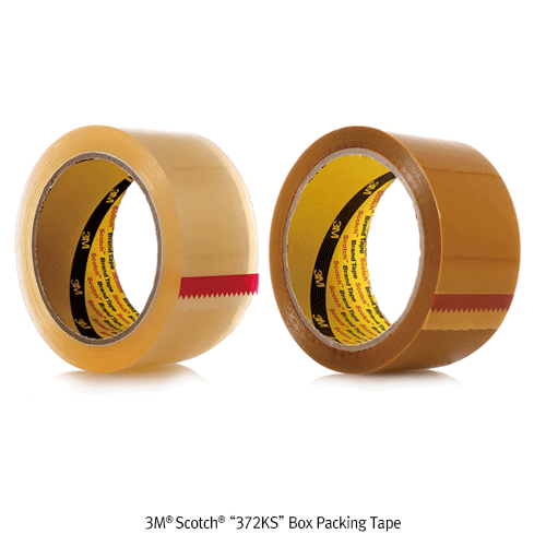 3M® Scotch® “372KS” Box Packing Tape, Transparent & Translucent Milky-Amber Ideal for High Strength Packaging, Solvent-type, Durable, w48mm×L50m, 박스포장용 테이프, 보급형