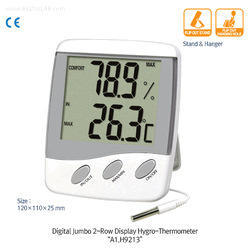 DAIHAN® 2- & 3-row Jumbo Display Thermo-Hygrometer “H9213” & “H9216”, for Indoor/Outdoor, ℃/℉ & R.H% With 3m Cord/Probe, Memory Recalling, -50℃+70℃, 20~99.9% R.H, 0.1 Divi, 2 & 3열 실내ㆍ외 온습도계