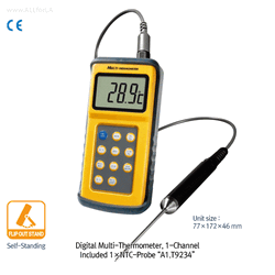 DAIHAN® IP67 Waterproof Digital Thermocouple Thermometer “T9234”, with 1 NTC-Probe With 10 Sets Memories Data Storage, Recalling & Clearing, -50℃+300℃, 방수/휴대용 1채널 디지털 온도계