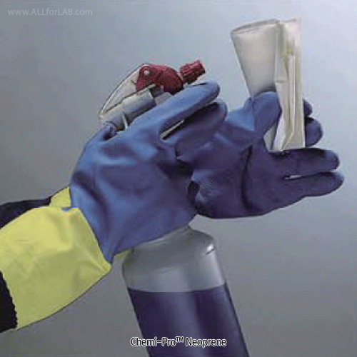 Ansell® Chemi-ProTM Neoprene & Latex Coated Glove, Textured, L320mm With Cotton Lined, Immersion, KOSHA Certified, 네오프렌 & 라텍스 이중코팅 내화학장갑