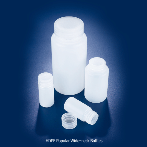 Azlon® HDPE Popular Wide-neck Bottles, Heavy Duty, 30~2,000㎖ with PP Screwcap, Good Chemical Resistance, Non-autoclavable, HDPE 광구병