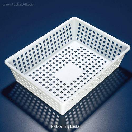 Azlon® PP Draining Basket/Tray, Stackable, 10 Lit For General Use, Autoclavable, -10℃+120℃, PP 바스켓/트레이