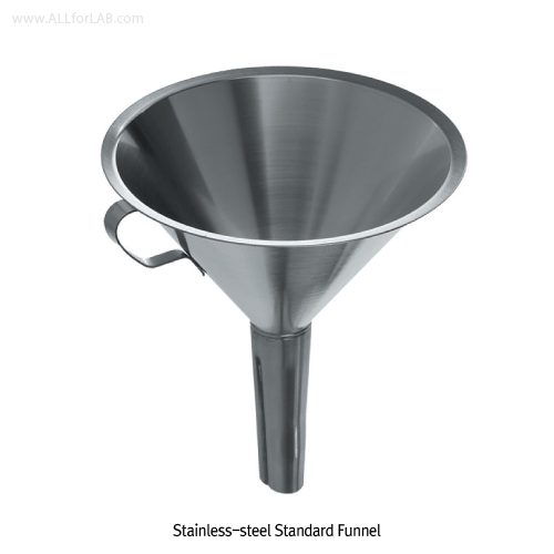 Bochem® High Grade Stainless-steel Standard Funnel, 60° Angled, Top Φ80~Φ250mm With Rim & Handle, Non-magnetic Stainless-18/10, Rust-free, 고품질 비자성 스텐 펀넬
