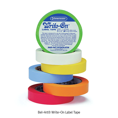 Bel-Art® Write-On Label Tape, Colored, Length 36m For Writing or Marking, 라벨테이프