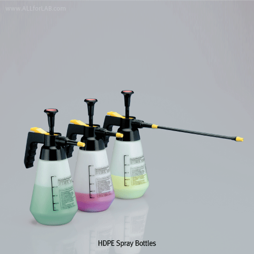 Burkle® HDPE Spray Bottle, with Pressure Atomizer, Φ0.6mm Nozzle, 1,500mℓ Ideal for Disinfection·Cleaning·Chromatography, 강력 압축 분무기