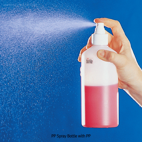Burkle® PP Spray Bottle with PP / SS Pump Vaporizer & Cap, 20~250㎖With Transparent, Push Button, and Dust Cover, -10℃+125/140℃, PP 투명펌프 분무기