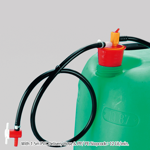 Burkle® PP Foot Pump, with Telescopic Immerse-tube, 12 & 26 Lit/min.With PVC Universal Adapter for Container Opening Φ30~70mm, Immerse Tube-Adjustable, 140℃, , PP 풋 펌프