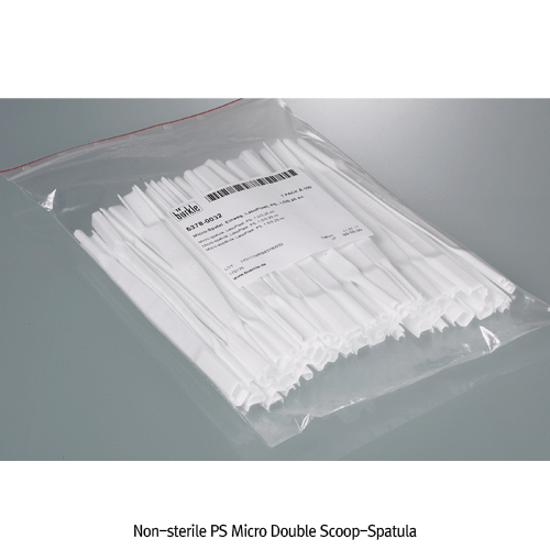 Burkle® PS Micro Double Scoop-Spatula, Sterile or Non-sterile, with Rounded-end, L180mm For Measuring or Transferring Small Amounts, PS 마이크로 양면 스패츌러