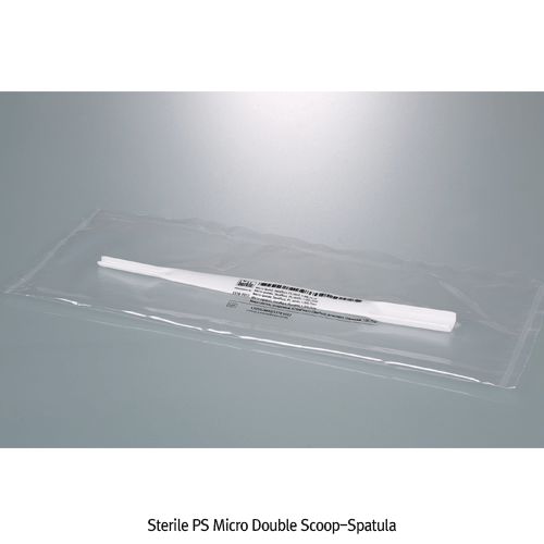 Burkle® PS Micro Double Scoop-Spatula, Sterile or Non-sterile, with Rounded-end, L180mm For Measuring or Transferring Small Amounts, PS 마이크로 양면 스패츌러
