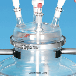 SciLab® Quick Release Clamp, Tensionable, for 45° DN Flanged Reactor Lids & Vessel With 3 Retaining Clips, Made of Rustless Stainless-steel, 45° DN-표준 플렌지용(반응조) 신속 클램프