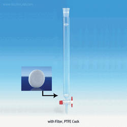 SciLab® DURAN glass Chromatography Column, with PTFE Cock, 24/40 or 24/29 Joint With Premium DURAN PTFE Cock-bore 2.5mm, Effective-id.Φ10~45, h200~700mm, 조인트부 크로마토 칼럼
