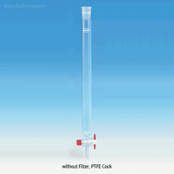 SciLab® DURAN glass Chromatography Column, with PTFE Cock, 24/40 or 24/29 Joint With Premium DURAN PTFE Cock-bore 2.5mm, Effective-id.Φ10~45, h200~700mm, 조인트부 크로마토 칼럼