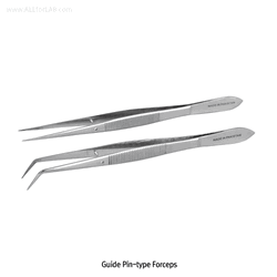 Guide Pin-type Forceps, High Grade Stainless-steel, with Straight- & Curved-type With Sharp & Ridged-Tip, L105~200mm, 가이드핀 부 스텐레스 포셉/핀셋, 비자성/비부식