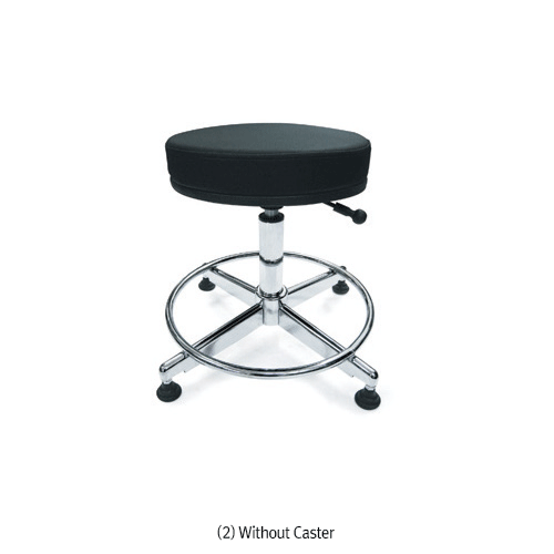 Examining Stool, with Soft Cushion and Footrest, Adjustable Height, Swivel, Durable and Stable, Φ350×h450~600mm Ideal for Laboratory & Hospital, with or without Caster, 실험·진찰 의자/걸상