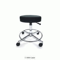 Examining Stool, with Soft Cushion and Footrest, Adjustable Height, Swivel, Durable and Stable, Φ350×h450~600mm Ideal for Laboratory & Hospital, with or without Caster, 실험·진찰 의자/걸상