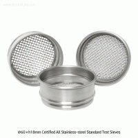 CISA® Φ60×h18mm Premium Certified All Stainless-steel Standard Test Sieve, with WORKS CERTIFICATE & Wire Mesh-holes(■) With Serial-number, Multi-Use/-Function, ASTM/ISO Standard, 정밀 표준망체, 개별“ 보증서” 포함