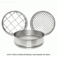 CISA® Φ203×h50mm Premium Certified All Stainless-steel Standard Test Sieve, with WORKS CERTIFICATE & Wire Mesh-holes(■) With Serial-number, Multi-Use/-Function, ASTM/ISO Standard Best Seller!, 정밀 표준망체, 개별“ 보증서” 포함