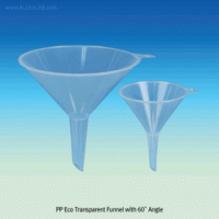 SciLab Transparent Funnel, PP, with 60° Angle, Autoclavable, Φ80~205mm With Handle/Loop for Hanging, -10℃+125/140℃, PP 투명펀넬