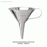 General purpose Stainless-steel Funnel, 60°-angled, Top Φ80~Φ200mm With Rim & Handle, Non-magnetic 18/10 Stainless-steel, Rust-free, 범용 스텐 펀넬