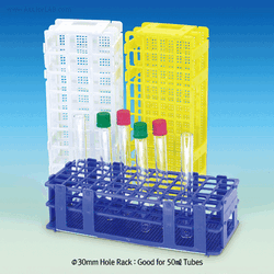 PP Universal Assembly Rack, for Φ13~Φ30mm tubes of 0.5~50㎖ With alpha-numeric grid, 3×Colored, 21·24·40·60·90-Hole, 만능형 튜브 랙, 조립식