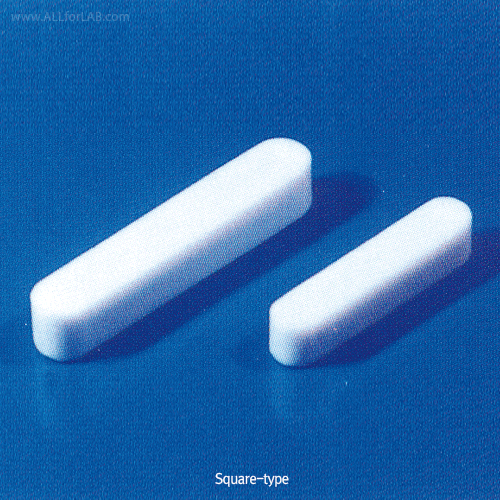 Cowie® PTFE Square-type Stirrer Bar, L12~51mm For Low Speed, -200°C+280°C, PTFE 4각 마그네틱바