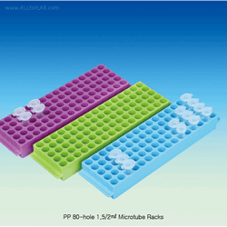 SciLab® PP 80-hole 1.5/2㎖ Microtube Rack, with Marking Area With 1-80 Numbered Holes/Φ11mm, 125/140℃, 80홀 튜브 랙