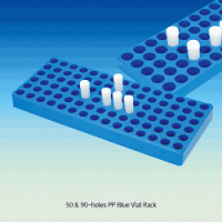 50 & 90-hole PP Scintillation Vial Rack, with Hole id Φ17.1 & 28.1mm, AutoclavableStackable, -10℃+125/140℃, 50 & 90홀 바이알 랙