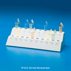 Kartell® PP 20 & 100-hole Microtube Rack, for 0.5~1.5/2㎖ Tubes, Autoclavable With Numbered (20-holes) & Alpha-Numeric (100-holes), -10℃+125/140℃, 20 &100 홀 조립형 랙