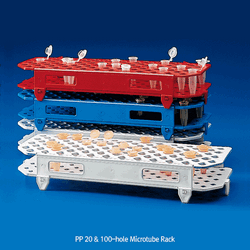 Kartell® PP 20 & 100-hole Microtube Rack, for 0.5~1.5/2㎖ Tubes, Autoclavable With Numbered (20-holes) & Alpha-Numeric (100-holes), -10℃+125/140℃, 20 &100 홀 조립형 랙