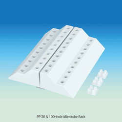 Kartell® PP 20 & 100-hole Microtube Rack, for 0.5~1.5/2㎖ Tubes, Autoclavable With Numbered (20-holes) & Alpha-Numeric (100-holes), -10℃+125/140℃, 20 &100 홀 조립형 랙