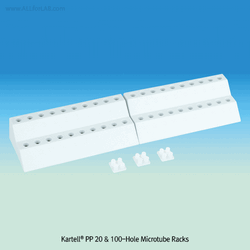Kartell® PP 20 & 100-hole Microtube Rack, for 0.5~1.5/2㎖ Tubes, Autoclavable With Numbered (20-holes) & Alpha-Numeric (100-holes), -10℃+125/140℃, 20 &100 홀 조립형 랙