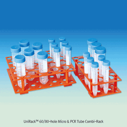 28 & 50-hole 15·50㎖ Centrifuge Tube Assembly Rack, with 2-Tiers and Alpha-Numeric Index PP or ABS, for Conical Bottom, Usable in Water Bath, 조립식 28 & 50홀 원심관 랙, 15 & 50㎖용