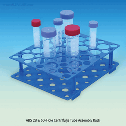 28 & 50-hole 15·50㎖ Centrifuge Tube Assembly Rack, with 2-Tiers and Alpha-Numeric Index PP or ABS, for Conical Bottom, Usable in Water Bath, 조립식 28 & 50홀 원심관 랙, 15 & 50㎖용