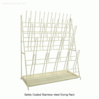 SciLab® Safety PVC Coated Steel Drying Rack, Bench-Top With 35·48·70-Peg, Single & Double-type, with Drain Tray, 스텐 건조대