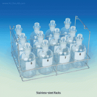 SciLab® Stainlies-steel Wire BOD-Bottle Rack, for 60 & 300㎖, with 2 Side Handle Φ48mm Hole×20, Φ75mm×Hole12, 스텐선 BOD 바틀랙