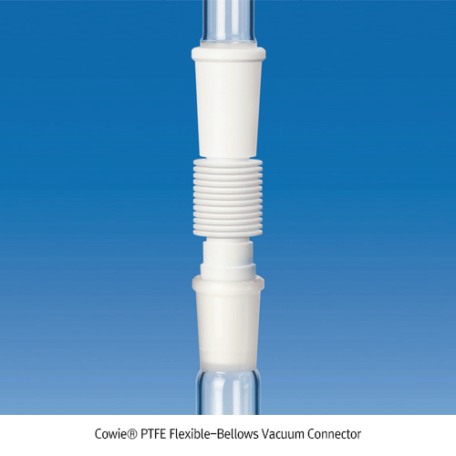 Cowie® PTFE Flexible-Bellows Vacuum Joint Connector, -200°C+280°C With 14/-~45/- Joint-Cone & Socket, 휘어지는 PTFE Joint 연결관