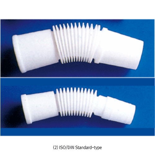 Cowie® PTFE Flexible-Bellows Vacuum Joint Connector, -200°C+280°C With 14/-~45/- Joint-Cone & Socket, 휘어지는 PTFE Joint 연결관