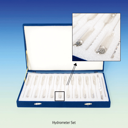 General Purpose Hydrometer, 0.060-series With Scale, 0.700~1.850(0.002) g/㎖, L165mm, 일반 비중계