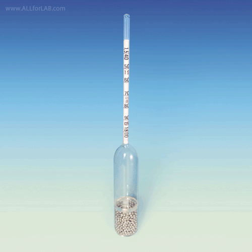 General Purpose Hydrometer, 0.060-series With Scale, 0.700~1.850(0.002) g/㎖, L165mm, 일반 비중계