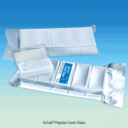 SciLab® Popular Cover Glass, with Hinged Dispenser Box, 18×18~24×60mmMade of Super White Borosilicate Glass, No.1 ; 0.13 ~ 0.16mm Thickness, 커버 글라스