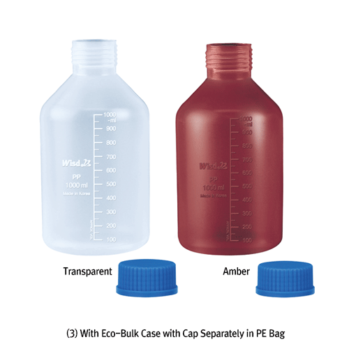 Wisd HDPE Reagent/Sample Bottle, with DIN/GL-32 & 45 PP Screwcap, 20~2,000㎖Translucency & Opaque Amber, Fine Graduated, -50℃+105/120℃ Stable, HDPE바틀,광구