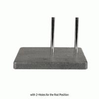 SciLab® Premium Heavy-duty Rectangular Cast-Iron Stand, Good for Burette Stand With ① Center- & ② Side-Hole for Stainless-steel Rod Φ11×h600/800mm, 중량 철제 4각 스탠드
