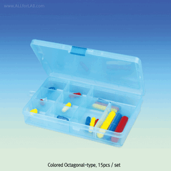 Cowie® PTFE Colored Octagonal-type Stirrer Bar-Set, L15~75mm, 15pcs/set For Lab & Industry, -200℃+280℃, PTFE 칼라 마이크로 & 옥타고날형 마그네틱바 세트
