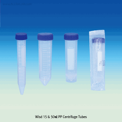 Wisd 15 & 50㎖ PP Centrifuge Tube, Ideal for Sample Storage and Transport, Conical & Self-standing BottomBulk·Individual·Racked Type, with Marking Area & Graduated, Autoclavable, PP 원심관