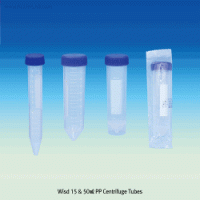Wisd 15 & 50㎖ PP Centrifuge Tube, Ideal for Sample Storage and Transport, Conical & Self-standing BottomBulk·Individual·Racked Type, with Marking Area & Graduated, Autoclavable, PP 원심관
