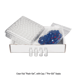 SciLab® 9-425 Screwtop 2㎖/Φ12×32 Autosampler Vial “Pack-Set”, Large Opening, with Blue PP Cap & Pre-Slit Septa Clear & Amber, for Chromatography, Boro-glass 5.1, 2㎖ 스크류탑 오토샘플러 바이알세트, 12×32