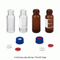 SciLab® 9-425 Screwtop 2㎖/Φ12×32 Autosampler Vial “Pack-Set”, Large Opening, with Blue PP Cap & Pre-Slit Septa Clear & Amber, for Chromatography, Boro-glass 5.1, 2㎖ 스크류탑 오토샘플러 바이알세트, 12×32