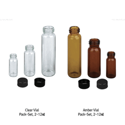 SciLab® 2~12㎖ Sample Vials, with Black PP Screwcap & Septa “Pack-Set” With “USP-I” Boro 5.0 Glass, Clear & Amber, 2~12㎖ 샘플 바이알 Pack-Set