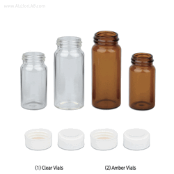 SciLab® 6~16㎖ Sample Vials, with White Screwcap & Septa “Pack-Set” With “USP-I” Boro 5.0 Glass, Clear & Amber, Noraml-grade, 6~16㎖ 샘플 바이알 Pack-Set